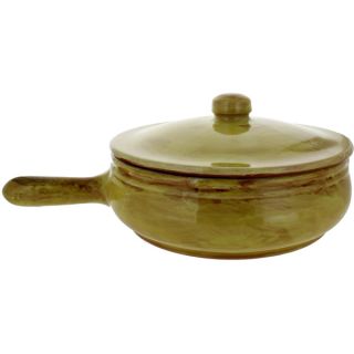 French Home Saffron Gold Italian Stoneware Frying Pan with Lid