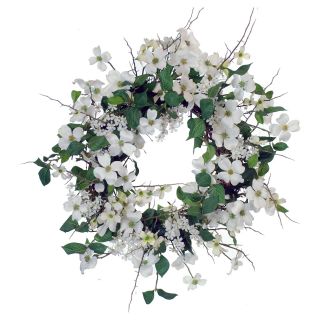 Jane Seymour Botanicals 26 in. Dogwood Unlit Wreath   Wreaths