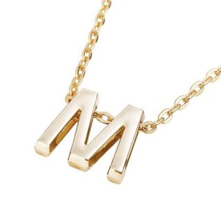 Zodaca Initial "M" Alphabet Letter Pendant Charm with Necklace Chain 7" Gold Plated