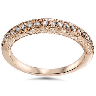 14k Rose Gold 1/2ct TDW Hand Engraved Vintage Style Diamond Band Ring