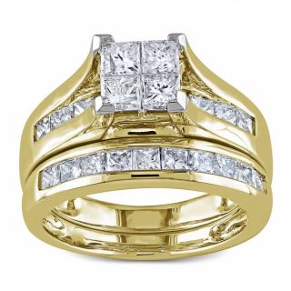 Miadora 14k Gold 2ct TDW Diamond Princess Cut Bridal Ring Set (H I, I2