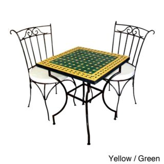 Square Iron 3 piece Mosaic Dining Table Set (Morocco)   14761623