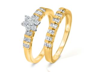 3/4 CT. T.W. Diamond Women's Bridal Wedding Ring Set 10K Yellow Gold