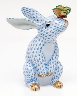 Herend Blue Bunny with Butterfly