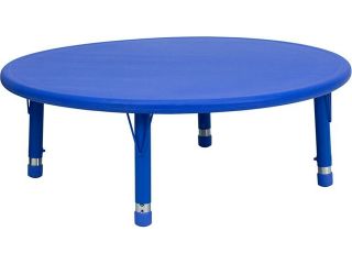 Flash Furniture 45'' Round Height Adjustable Blue Plastic Activity Table
