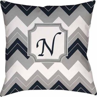 Thumbprintz Chevron Monogram Decorative Pillow, Blue