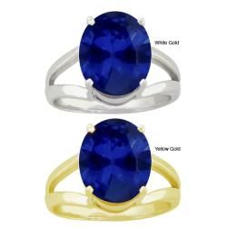 10k Gold Synthetic Sapphire Contemporary Split Shank Ring  