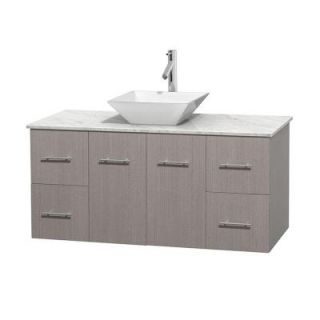 Wyndham Collection Centra 48 in. Vanity in Gray Oak with Marble Vanity Top in Carrara White and Porcelain Sink WCVW00948SGOCMD2WMXX