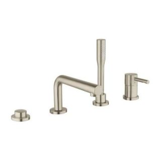GROHE Essence Single Handle Deck Mount Roman Tub Filler with Personal Hand Shower in Brushed Nickel InfinityFinish 19578EN0