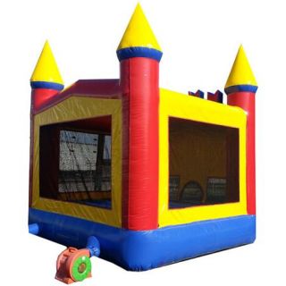 JumpOrange Commercial Grade 13' x 13' Rainbow Inflatable Bouncy Castle with Bricks and 4 Pillars