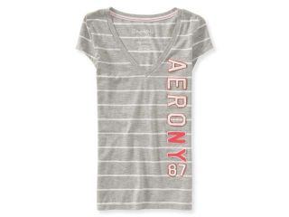 Aeropostale Womens NY 87 Striped Embellished T Shirt 459 S