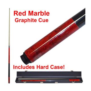 Red Marble Graphite Billiard Pool Cue Stick with Case   Pool Cues