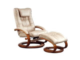 Mac Motion Chairs 819 Saddle Brown Leather Swivel, Recliner with Ottoman  Recliners