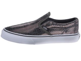 Vans Kids Classic Slip On (Little Kid/Big Kid) (Cracked Metallic) Gunmetal/True White