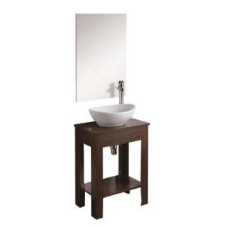 Dreamwerks 20 in. W x 14 in. D x 33 in. H Vanity in Dark Brown with Ceramic Vanity Top in White TR4047 FG2