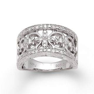 Sterling Silver 1/3ct TDW Diamond Vintage inspired Ring (H I, I2 I3)
