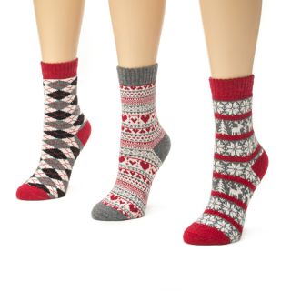 Muk Luks Womens Classic Holiday Crew Socks (Pack of 3)   17503420