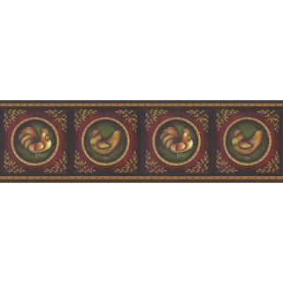 New Country Cameo 33 x 20.5 Rooster 3D Embossed Border Wallpaper by
