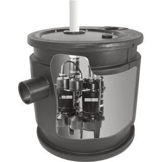 BurCam Cast Iron Duplex Submersible Sewage Water Pump System — 3600/7100 GPH, 4/10 HP, 2in. Ports, Model# 401451TWP