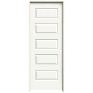 JELD WEN 30 in. x 80 in. Molded Rockport Brilliant White 5 Panel Smooth Hollow Core Composite Single Prehung Interior Door THDJW137400051