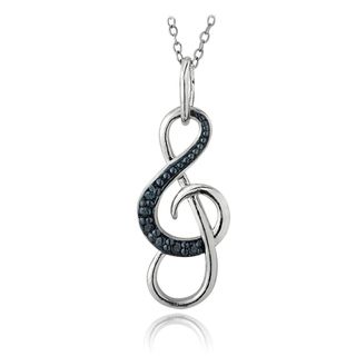 DB Designs Sterling Silver Blue Diamond Accent Musical Note Necklace