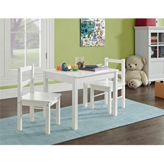 Hazel Kids 3 Piece Set Table and Chair, White
