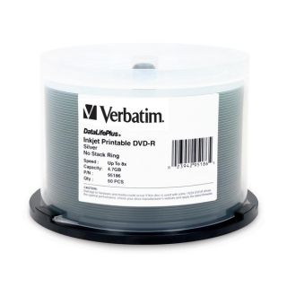 Verbatim DVD R 4.7GB 8X DataLifePllus Silver Inkjet Printable   50pk