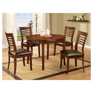 Piece Simple Wood Round Dining Table Set With Wooden Seats Medium