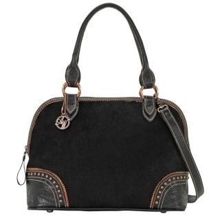 American West Black/ Black Hair Satchel Handbag   16654043  
