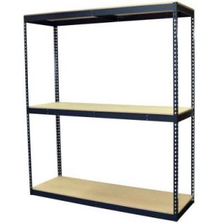 Storage Concepts 3 Shelf Steel Boltless Shelving Unit with Double Rivet Shelves and Laminate Board Decking   72 in H x 72 in W x 24 in D P2B3 7224 72WH