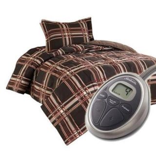 Sunbeam Premium Electric Heated Warming Comforter Set w Pillow Sham   Twin Size