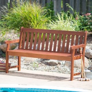 Coral Coast Amherst Straight Back Outdoor Wood Garden Bench   Outdoor Benches
