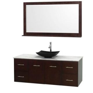 Wyndham Collection Centra 60 in. Vanity in Espresso with Marble Vanity Top in Carrara White, Black Granite Sink and 58 in. Mirror WCVW00960SESCMGS4M58