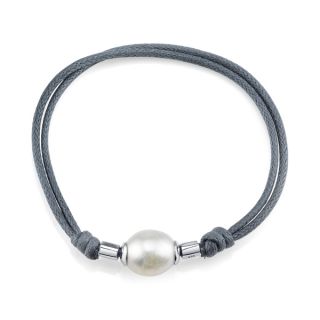 Radiance Pearl Rice Shaped Freshwater Pearl and Rope Bracelet (11 12mm