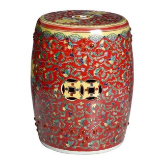 Handmade Rose Red Floral Chinese Porcelain Garden Stool (China