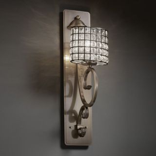 Justice Design Group WGL 8579   Victoria 1 Light Wall Sconce (Tall)   Oval Shade   Antique Brass with Grid with Clear Bubbles Glass   Wall Sconces