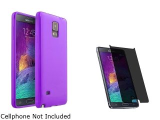 Insten Purple Jelly TPU Case Cover + Privacy Screen Protector for Samsung Galaxy Note 4 1963452