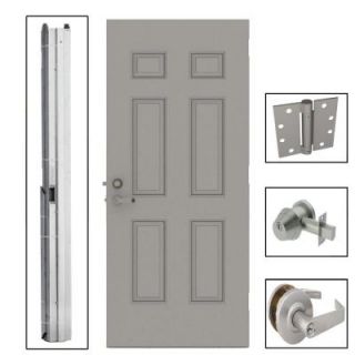 L.I.F Industries 36 in. x 84 in. 6 Panel Steel Gray Security Commercial Door with Hardware UKSP3684L