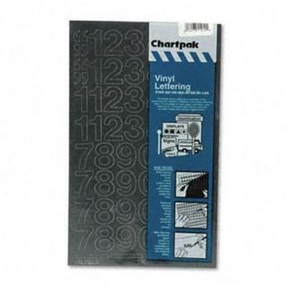 Chartpak 01130 Press On Vinyl Numbers  Self Adhesive  Black  1 sheet with 44 numbers