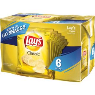 Lays Classic Potato Chips, Singles Pack, 1.0 oz., 6 count