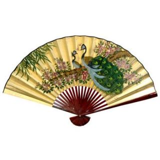 Oriental Furniture Gold Leaf Peacocks Fan Wall D cor