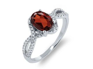 1.98 Ct Oval Red Garnet 925 Sterling Silver Ring