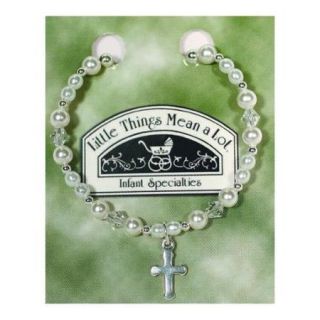 Little Things Mean A Lot White Pearl Crystal Cross (Baby) Girls Bracelet SM