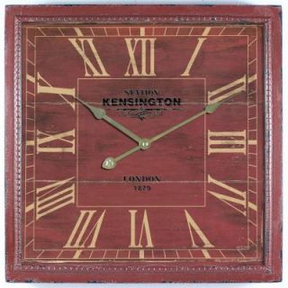 Yosemite Home Decor 16 in. Square MDF Wall Clock in Distressed Red Wooden Frame CLKA1B951