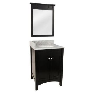 Foremost Haven 25 in. Vanity in Espresso with Granite Vanity Top and Espresso Mirror in Rushmore Grey TREA2422COMBO1