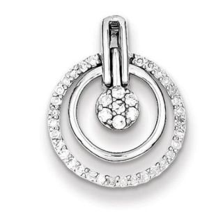 Sterling Silver Rhodium Plated Diamond Circle Pendant. Carat Wt  0.25ct