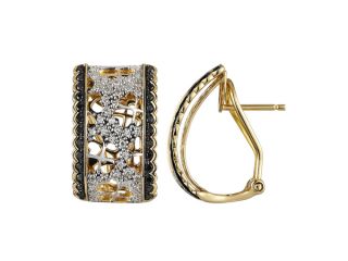 14K Yellow Gold 0.6ct Blooming Days Black and White Diamond Huggie Earrings