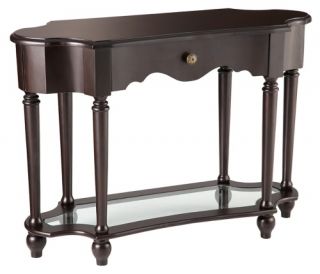 Powell Bombay Collection Sherwood Console Table with Glass Shelf   Cognac   Console Tables