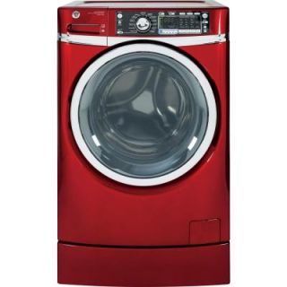 GE 4.8 DOE cu. ft. High Efficiency RightHeight Front Load Washer with Steam in Ruby Red, ENERGY STAR, Pedestal Included GFWR4805FRR