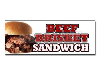 48" BEEF BRISKET SANDWICH DECAL sticker slow cooked bar b que texas smoked